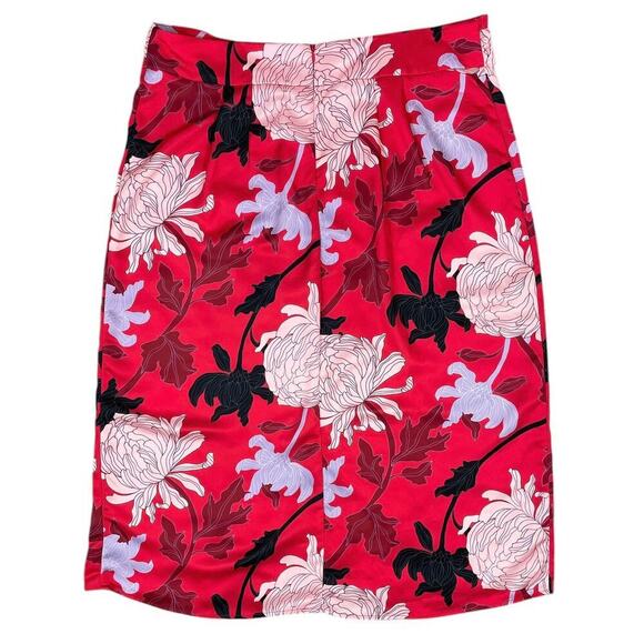 Eloquii Red Floral Print Midi Skirt Size 18 Faux Wrap Romantic Feminine - Picture 7 of 12